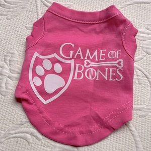 Game of Bones Screen Print Dog Shirt Bright Pink & White XS